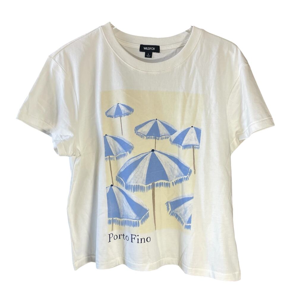 3 FOR $45 SALE | Wildfox Porto Fino Graphic Tee White Cotton L NWOT